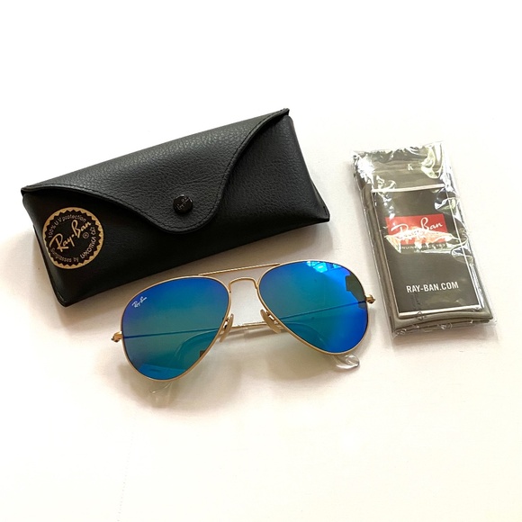 *NEW* Ray Ban Aviator Sunglasses Blue Mirror Lens STYLE: RB 3025 112/17 58-14 - Picture 2 of 5
